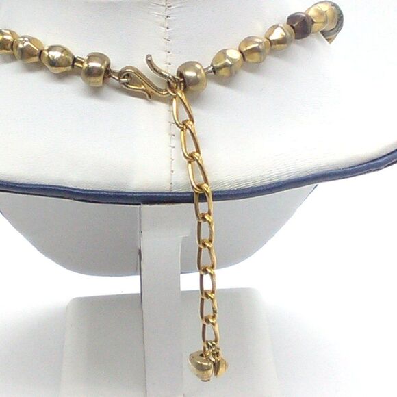 Vintage Liz Claiborne Graduated Beaded Necklace Gold Silver Bronze Tone Textured - Picture 7 of 9